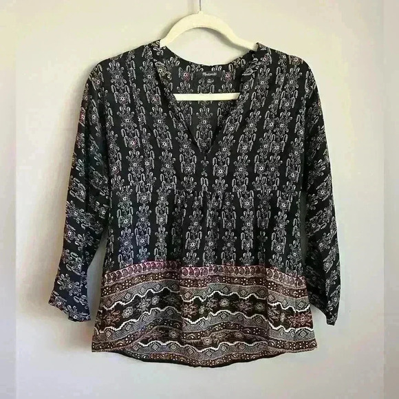 Madewell Silk Bohème Popover Shirt in Burnished Floral Women’s XS - Picture 2 of 4